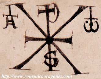 CRISMN EN EL INICIO DE UN DOCUMENTO FIRMADO POR PEDRO I REY DE ARAGN (1068-1104) - SAN PEDRO EL VIEJO DE HUESCA.